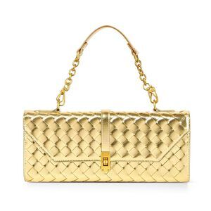 Deep Gold Woven PU Clutch – Fuvezix Crossbody Bag with Elegant Gift Bag